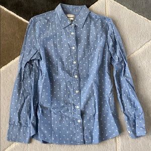 J Crew chambray polka dot boy shirt